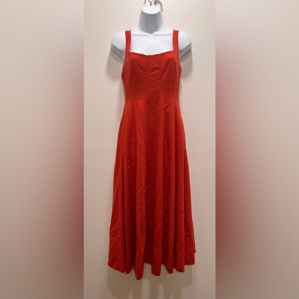 Christian Lacroix Orange A-Line Linen Dress